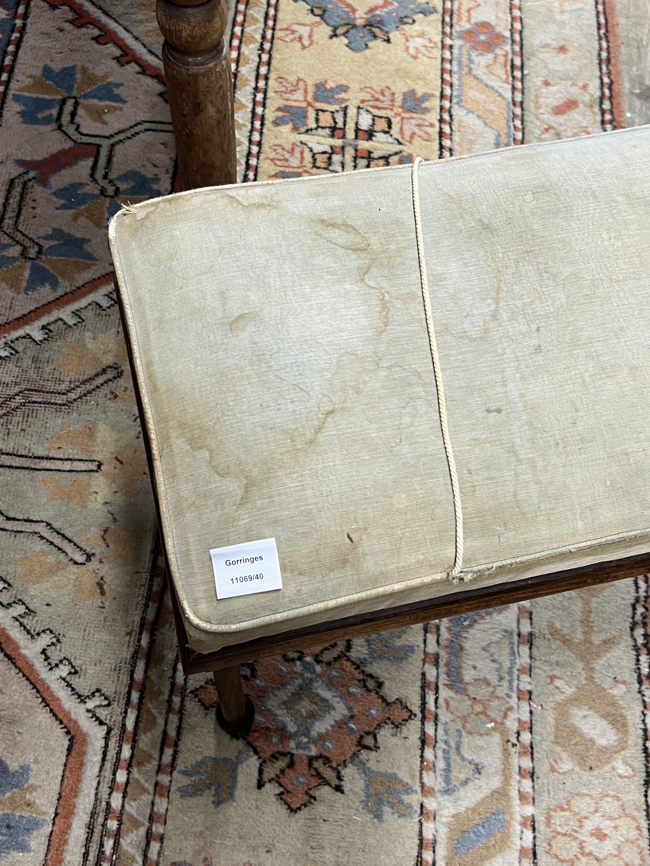 A Regency rosewood X-framed window seat, width 80cm, depth 34cm, height 48cm